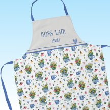 Blue Watercolor Wildflower Tea Party Patterno
