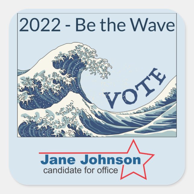 Blue Wave 2024 - adesivo de campanha personalizáve (Frente)