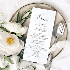 Blue Wedding Menu Watercolor Floral