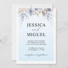 Blue Whimsical Elegance: Convite para Casamento Fl