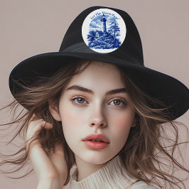 Blue White Coastal Lighthouse Inspired by Toile