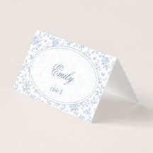 Blue & White Vintage Floral Wedding card 二つ折りカード