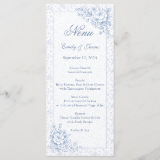 Blue & White Vintage Floral Wedding menu メニュー