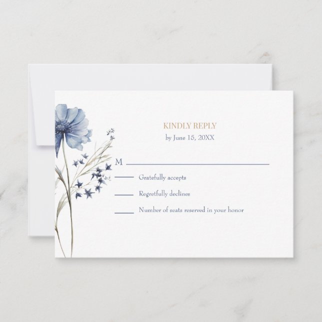 Blue Wildflower Garden RSVP with Botanical Back (Frente)