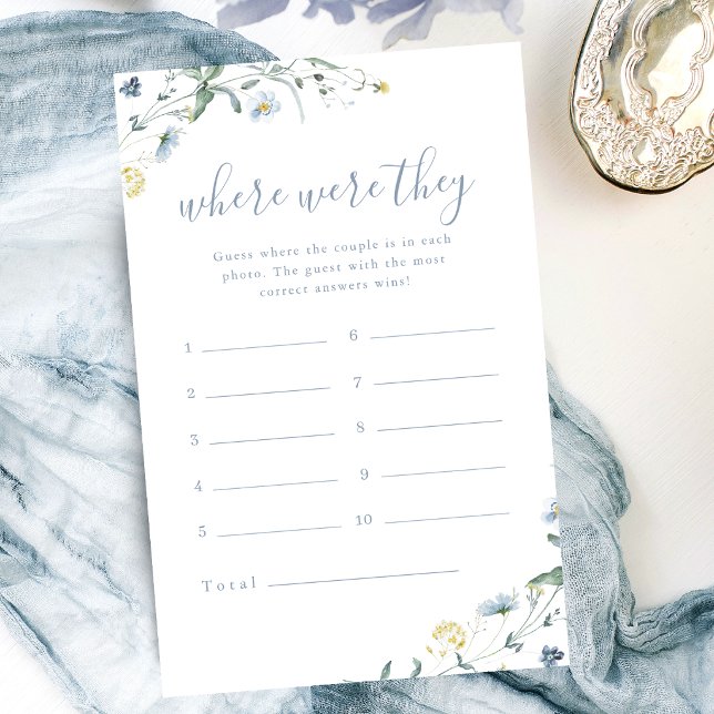 Blue Wildflower onde eles estavam jogando chá de p (Blue Wildflower where were they bridal shower game)