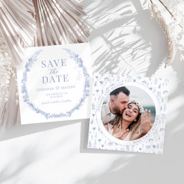 Blue wildflower Salve o convite para fotos de Data