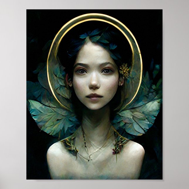 Blue Wings Fairy Fae Fantasy Art Poster (Frente)