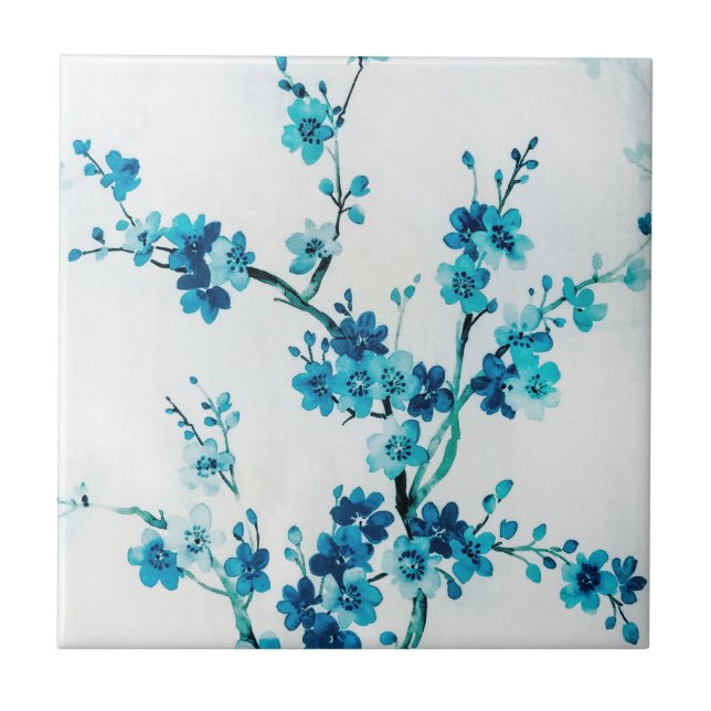 Blue Winter Blooms | Azulejo cerâmico personalizad (Frente)
