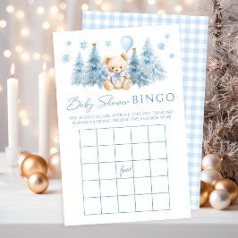 Blue Winter Teddy Bear Chá de fraldas Game Bingo