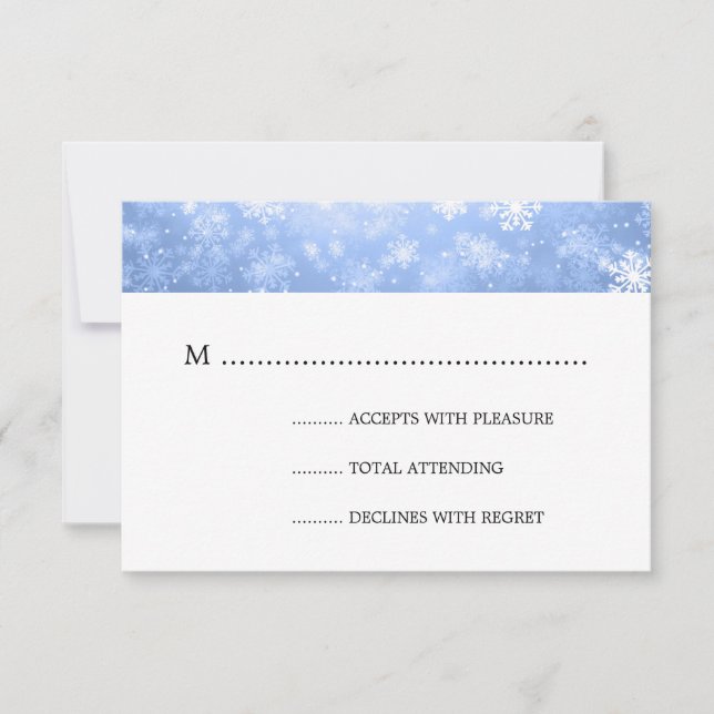 Blue Winter Wonderland Elegant Wedding RSVP (Frente)