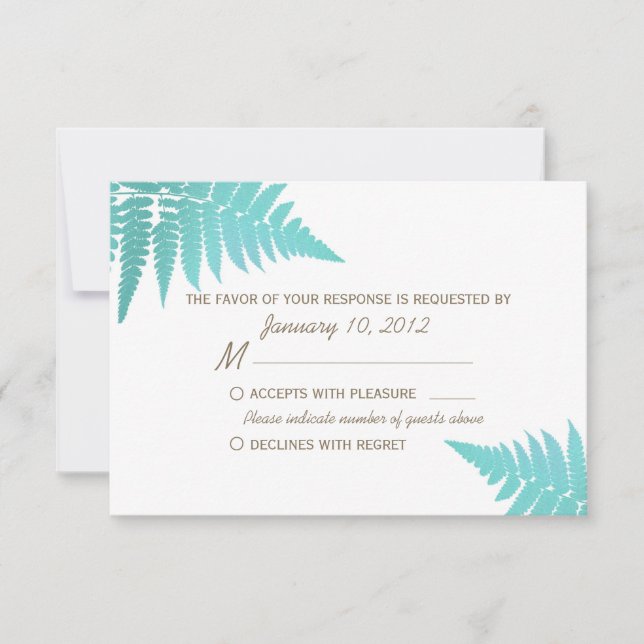 Blue Woodland Wedding Fern RSVP (Frente)