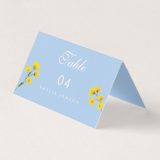 Blue & Yellow buttercup Wedding table numbers (Frente)