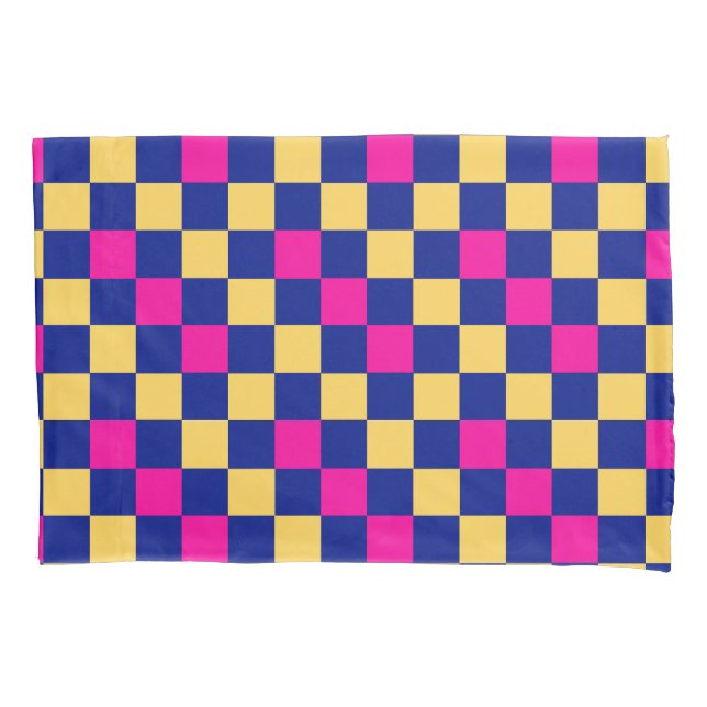 Blue Yellow Pink Checkered Pattern Design  (Frente)