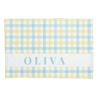 Blue Yellow Plaid Custom Name