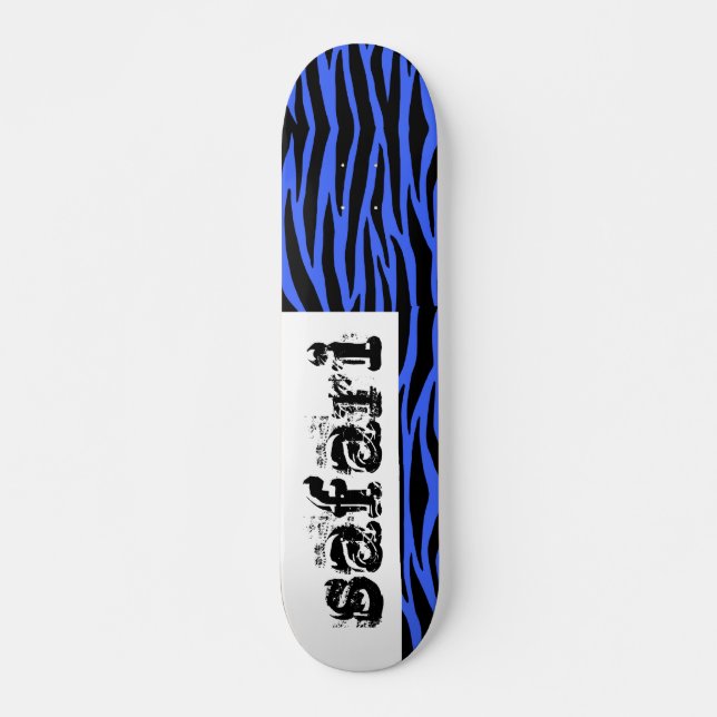 Blue Zebra Safari Strike Skateboard (Frente)