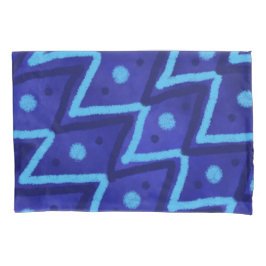 Blue Zig Zags Dots Funky Pattern 