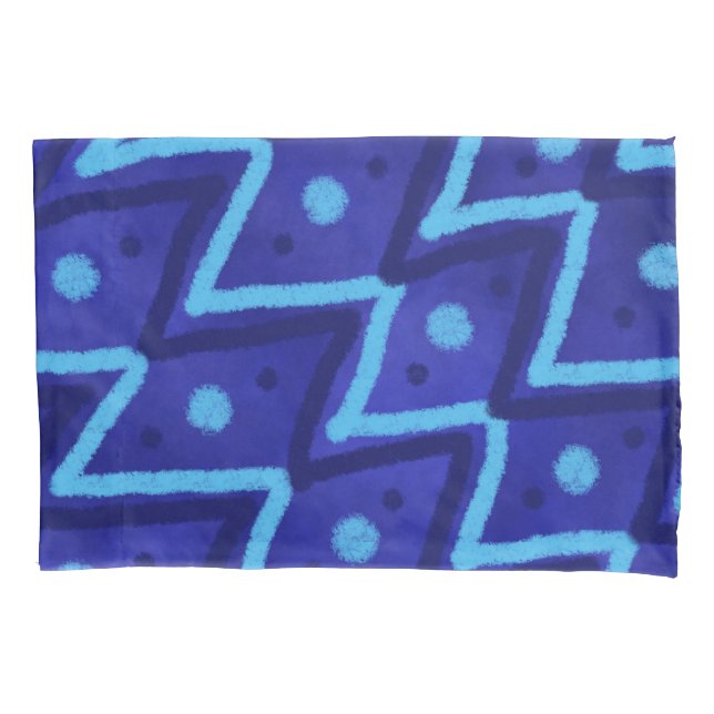 Blue Zig Zags Dots Funky Pattern  (Frente)