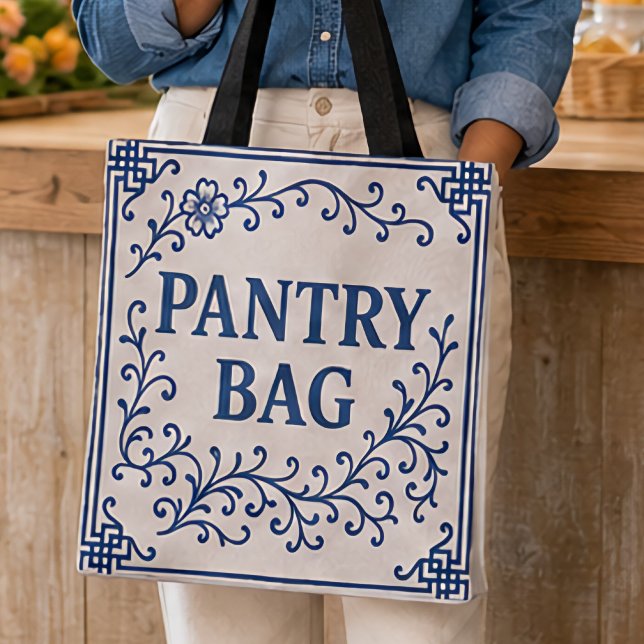"BLUEBERRY PANTRY BAG" - TOTE CHINOISERIE (Our Totes: "BLUEBERRY"; 2 sizes)