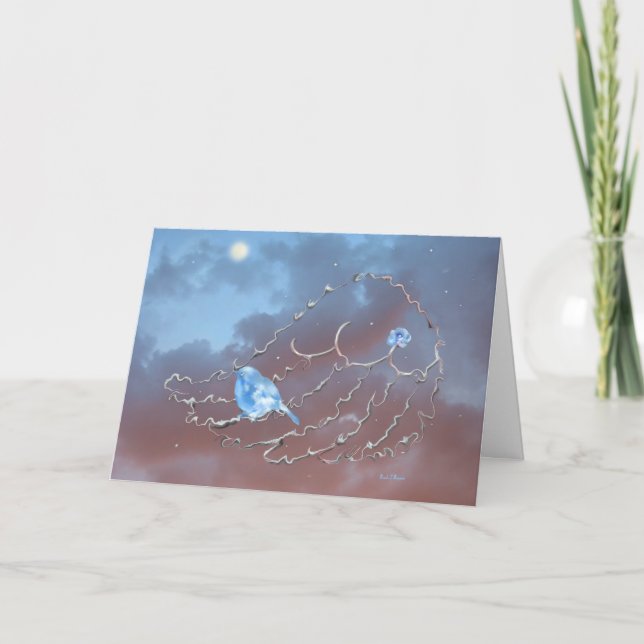 Bluebird que olha o convite da lua (Frente)