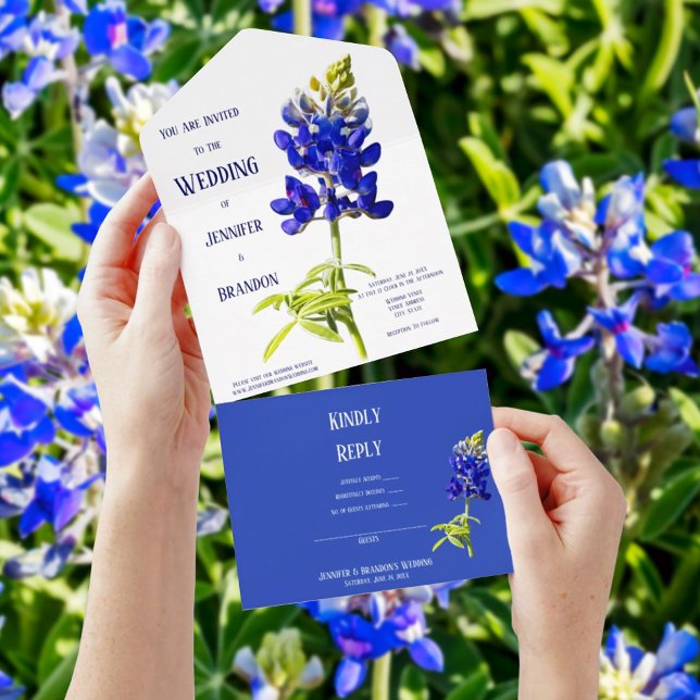 Bluebonnet Floral em Branco, Casamento (Criador carregado)