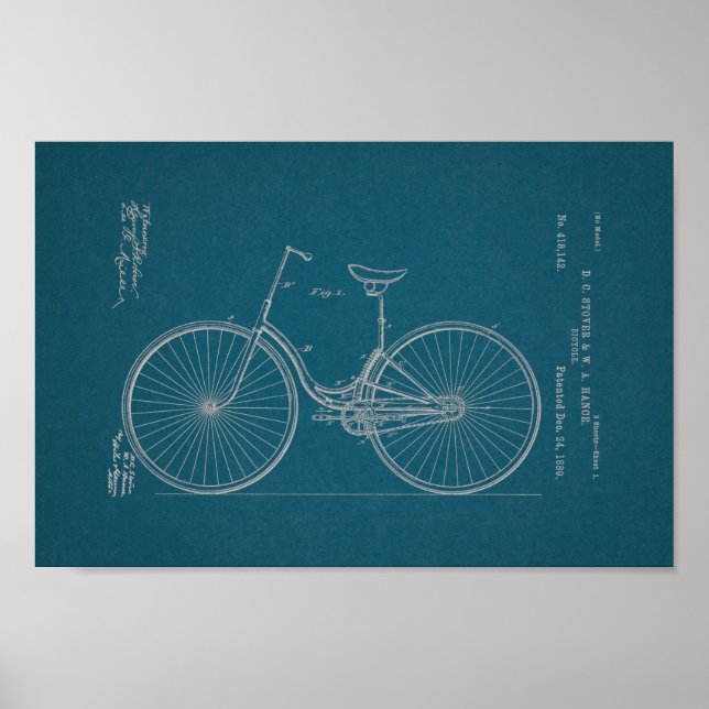 Blueprint de Impressão de patente de bicicleta de  (Frente)