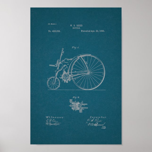 Blueprint de Impressão de patente de bicicleta de  (Frente)