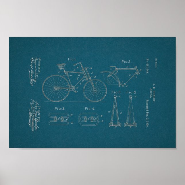 Blueprint de Impressão de patente de bicicleta de  (Frente)