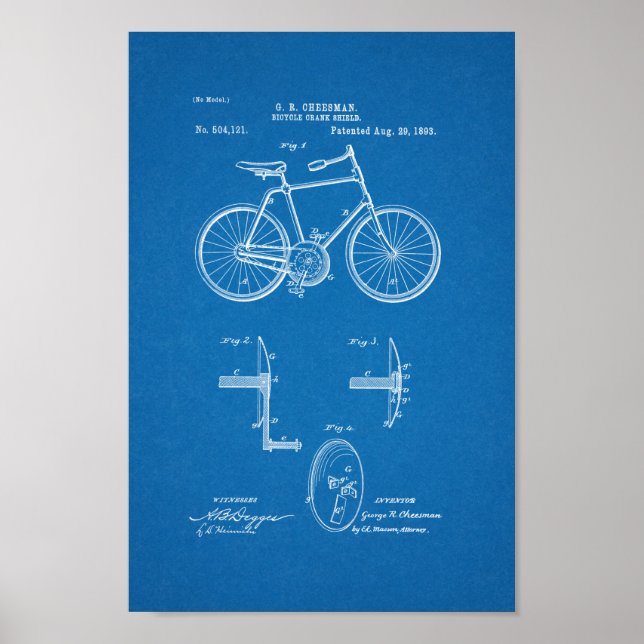 Blueprint de Impressão de patente de bicicleta de  (Frente)