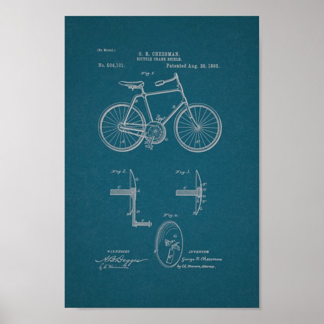 Blueprint de Impressão de patente de bicicleta de  (Frente)
