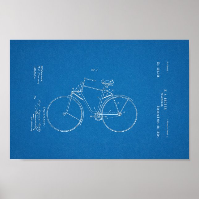 Blueprint de Impressão de patente de bicicleta de  (Frente)