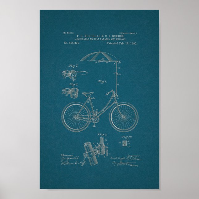 Blueprint de Impressão de patente de bicicleta de  (Frente)
