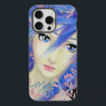 Blues tem uma moça de anime original<br><div class="desc">Cabelo azul elétrico combina com os olhos. Caráter de anime assombroso criado por Elaine. Borda rosa de flores de campo. A afirmação de 'Bela de você' lembra-se de ser verdadeira para o seu belo eu.</div>