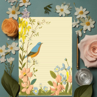 Bluetítulo e Flores Silvestres Bloco de Notas com 