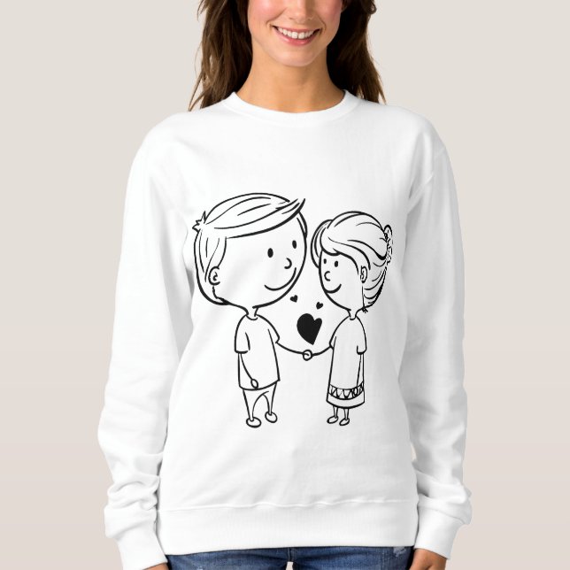 Blusa de Moletom Feminina Casal Fofo (Frente)