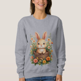 Blusa de Moletom Feminina de Coelhinho Fofo Jardim