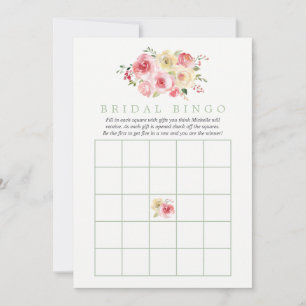 Blush and Sage Watercolor Floral Bridal Bingo