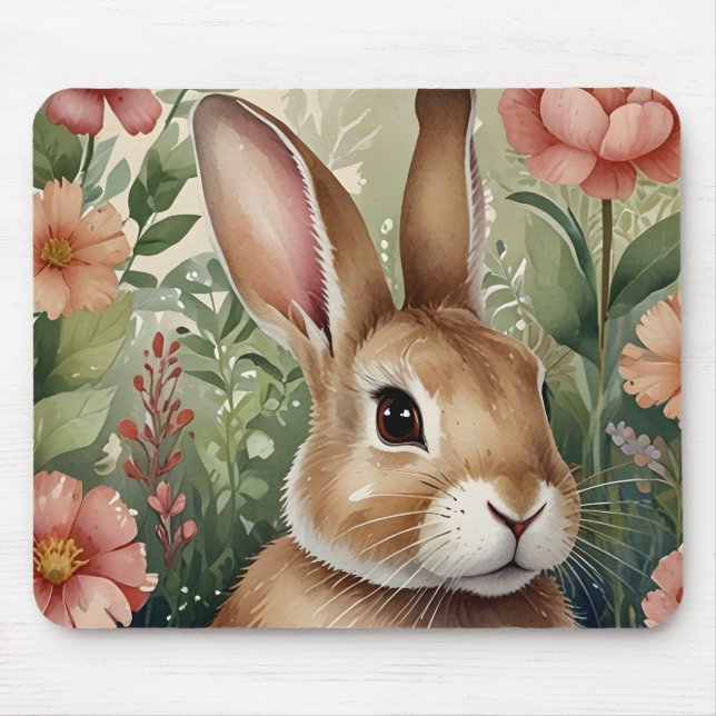 Blush Blooms e Bunny Dreams Mousepad (Frente)