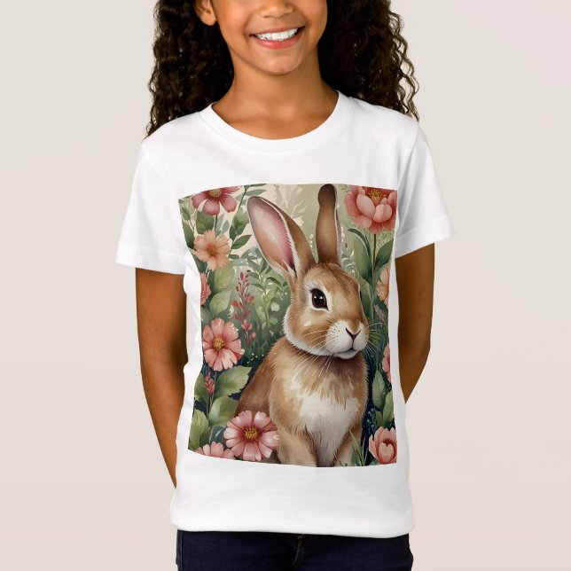 Blush Blooms e Bunny Sonha Crianças T-Shirt (Frente)