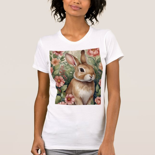 Blush Blooms e Bunny Sonha T-Shirt (Frente)