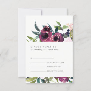 BLUSH BURGUNDY FLORAL BUNCH WATERCOLOR RSVP