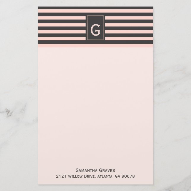 Blush Chic e artigos de papelaria com Cinza (Frente)