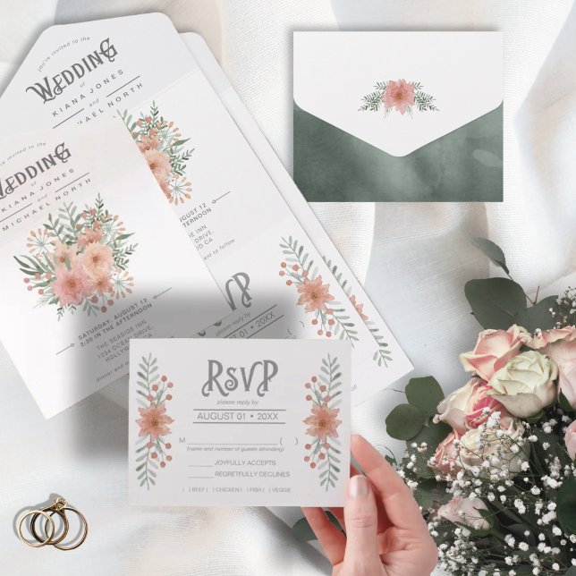 Blush De Casamento De Buquê De Aquarela ID654 Tudo (Criador carregado)