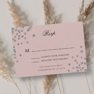 Blush de Confetti de Silver de RSVP de Casamento d