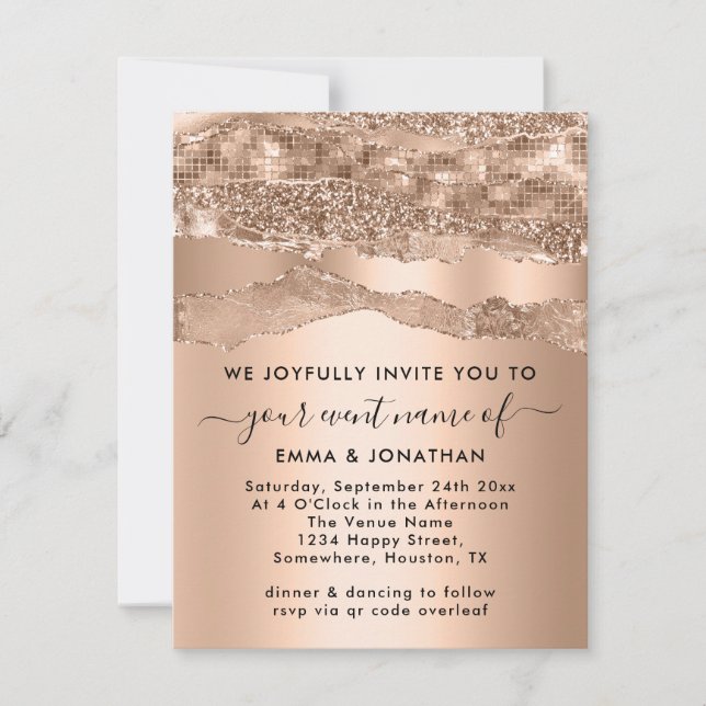 Blush de Rosa de Bordas com Glitter de Código QR (Frente)