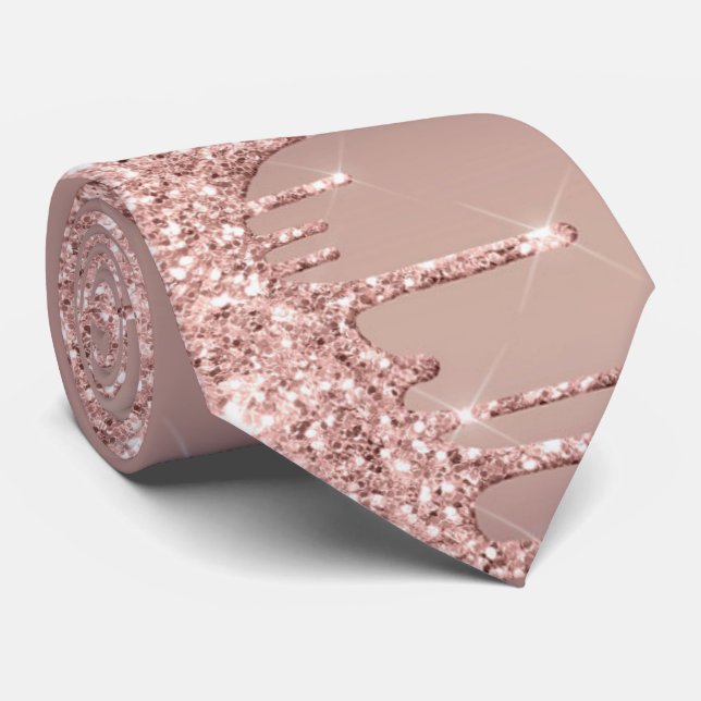 Blush de Rosa Dourado Gravata Brilhante (Rolled)
