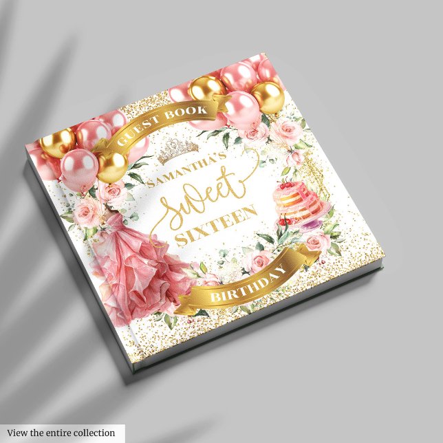 Blush Dourado Cor-de-Rosa Doce Dezesseis Livro de  (Chic Blush Gold Guest Book Sweet Sixteen)