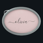 Blush Dusty Pink Modern Script Girly Monograma Nom<br><div class="desc">Borracha de Belt Buckle, Nome do Monograma Simples, Cor-de-Rosa Pidrada. Isso faz a formatura perfeita, doce 16 16, 18, 21rua, 40, 50, 60, 70, 80, 90, 100 anos, casamento, chá de panela, aniversário, chá de fraldas ou presente de festa de solteira para alguém que ama luxo de vidro e estilos...</div>