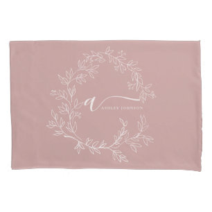 Blush Dusty Pink Modern Script Girly Monograma Nom