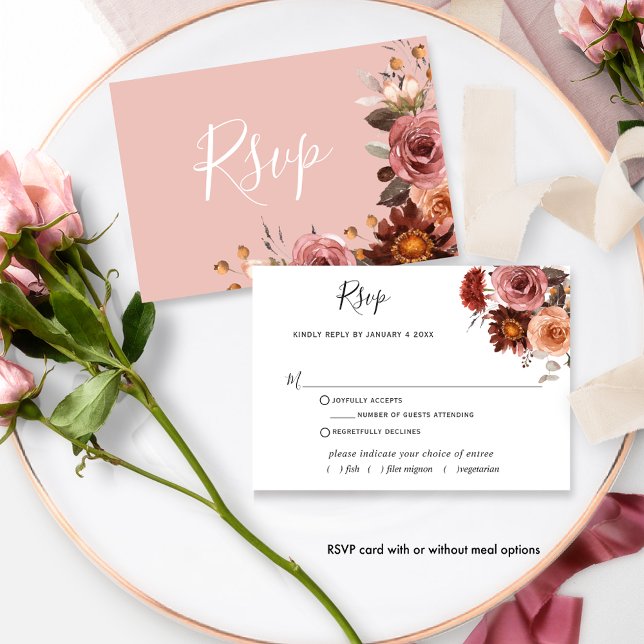 Blush e Burgundy Floral, sem refeições RSVP (Criador carregado)