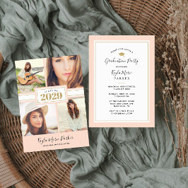 Blush e Dourado | 4 Convite Para Graduação De Foto
